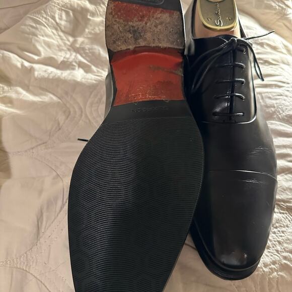 US Size 10 Santoni Black Leather CapToe Goodyear Oxfords - Picture 13 of 14